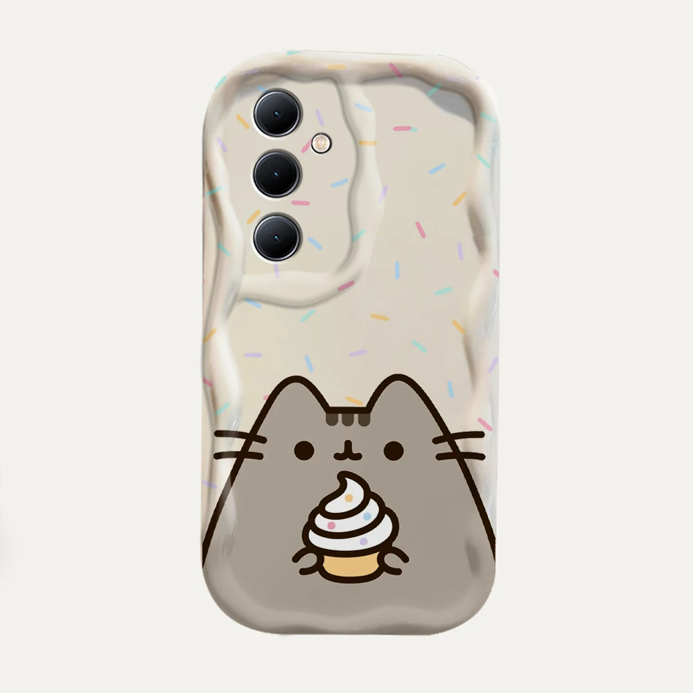 Funny Pusheens Cat 3D Wave Case For Samsung A73 A72 A71 A55 A54 A53 A35 A34 A33 A25 A24 A23 A15 A14 A13 A05 A04 A03 4G 5G Cover - náhled 5