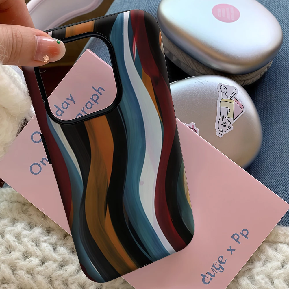 مجردة ملونة موجة الفن IPhone17 يجب أن يكون لديك جراب هاتف آيفون 17 16 15 14 13 12 11 برو ماكس زائد طبقة مزدوجة الغطاء الخلفي