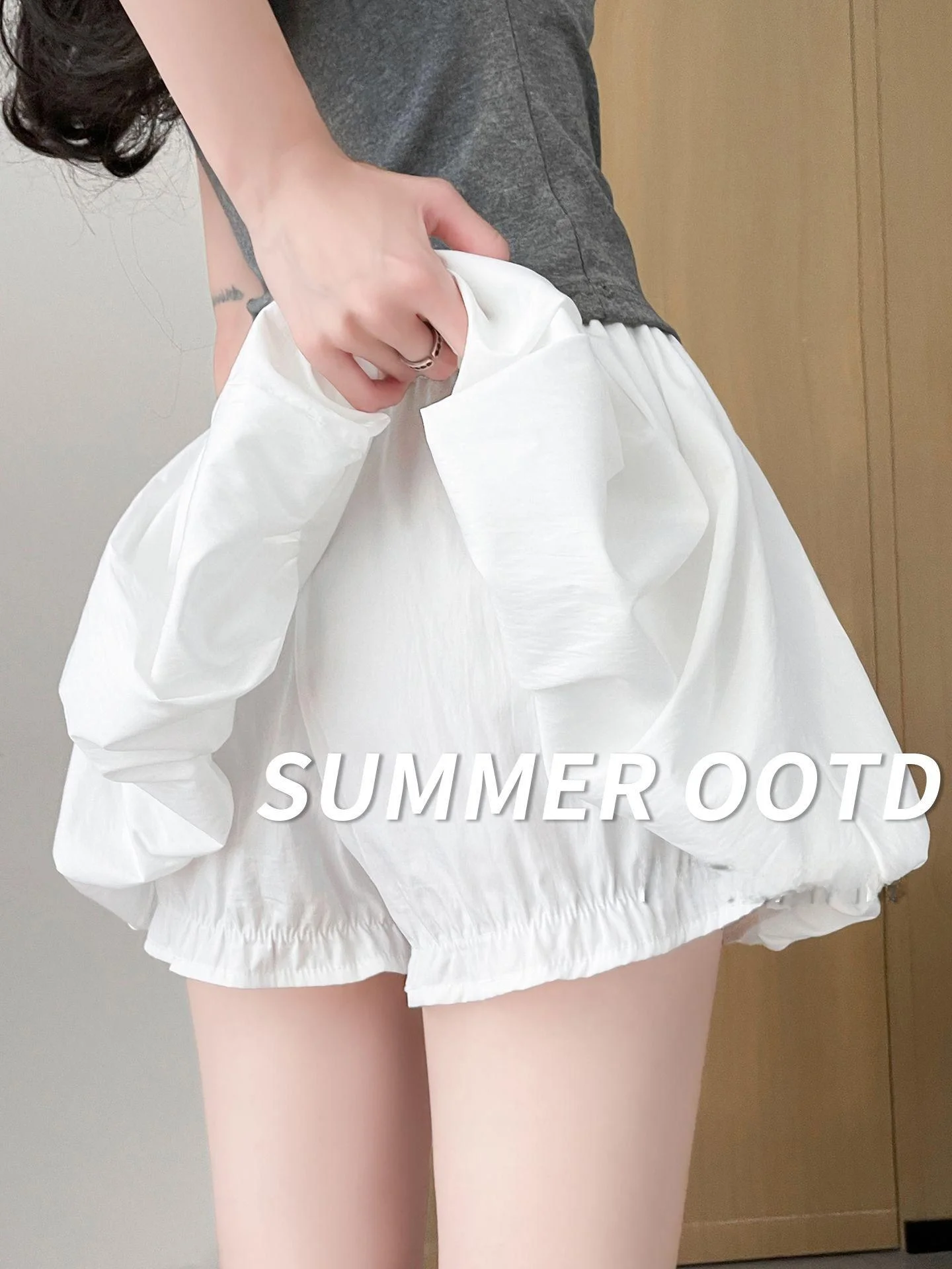 plus Size White Flower Bud Short Skirt Women's High Waist Slimming A-Line Anti-Light Fluffy Cake Skirt Breathable Skin-Friendly