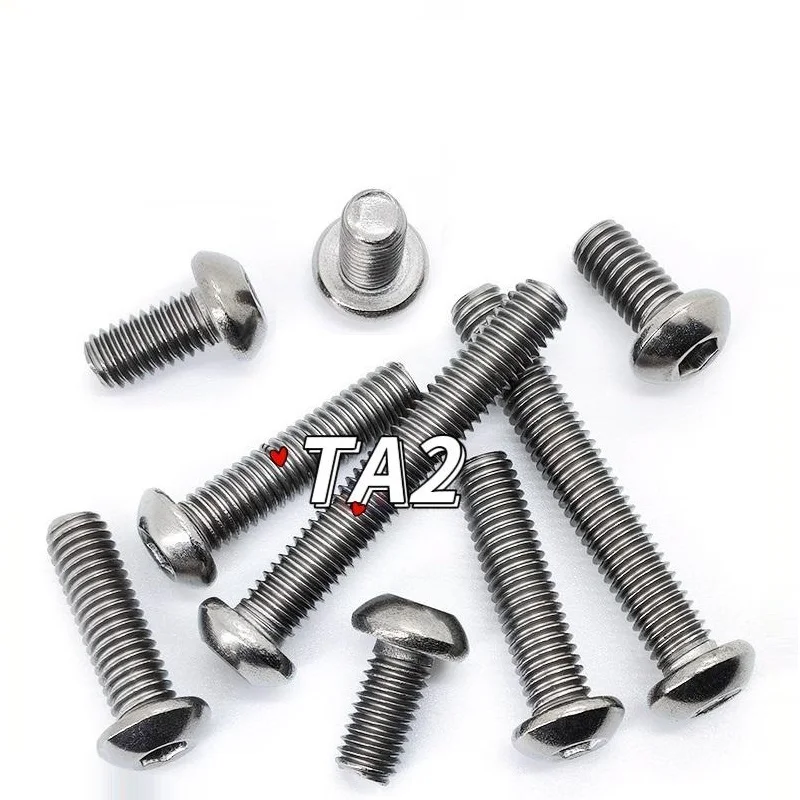 Guangluo Gr2 Pure Round Hexagonal Screw Nonmagnetic Screws M2 M2.5 M3 M4 M5 M6 M8 Ta2 Screws 10-20pcs/lot