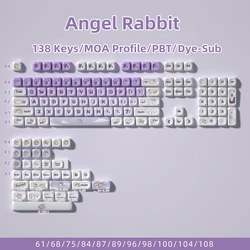 JCM MOA Profile PBT Keycaps Rabbit Dye-Sub Process For Mechanical Gaming Keyboard Cute Key Caps MX Blue Switch RT Keybaord