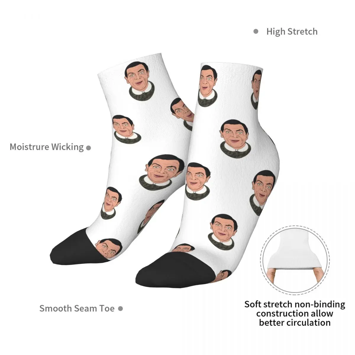 Mr Bean Poster Chaussettes pour Homme et Femme, Bas Harajuku, Toutes Saisons, Accessoires pour Cadeau d'Anniversaire, Haute Qualité