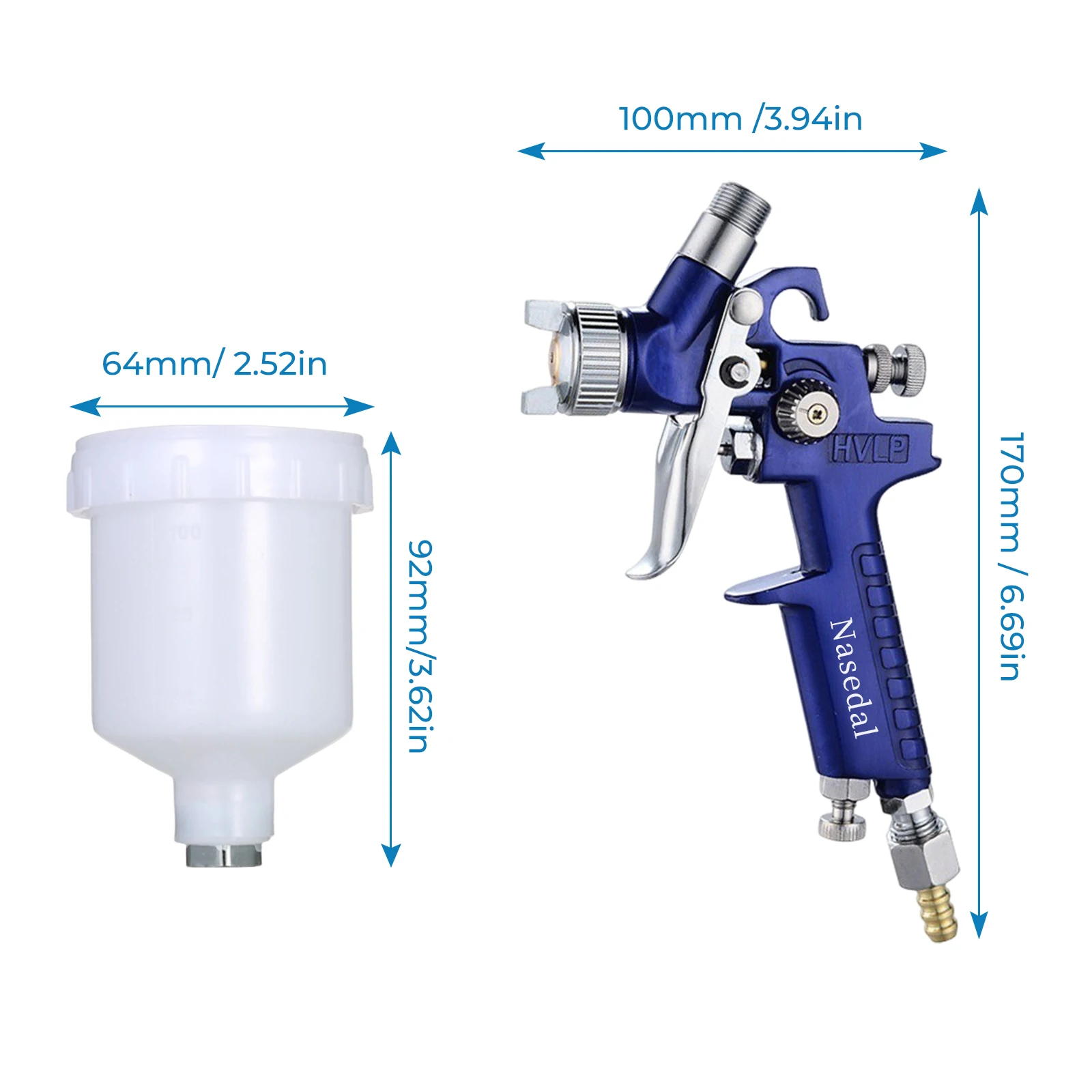 Pistola a spruzzo per vernice HVLP 0.8mm/1.0mm Kit aerografo NT-H2000 Touch Up Gravity Feed Set di spazzole ad aria dettagli per auto pittura Spray decorativo