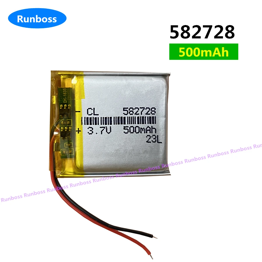 2 przewody 582728 3.7V 500mAh akumulator litowo-polimerowy lwa do MP3 MP4 GPS inteligentny zegarek zestaw słuchawkowy z głośnikiem Bluetooth