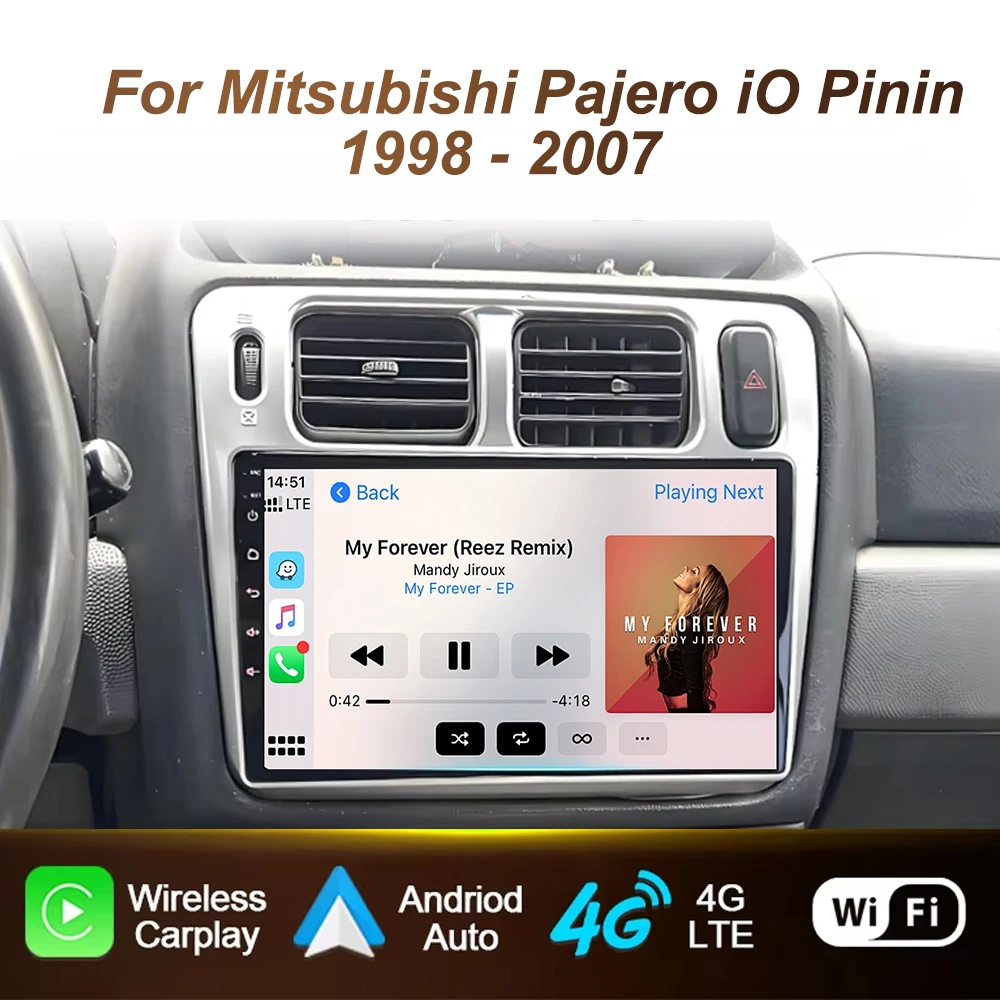 Автомобильный радиоприемник Android для Mitsubishi Pajero iO Pinin 1998-2007 Carplay, автоматический навигационный плеер, экран, мультимедийный головное устройство, без 2din