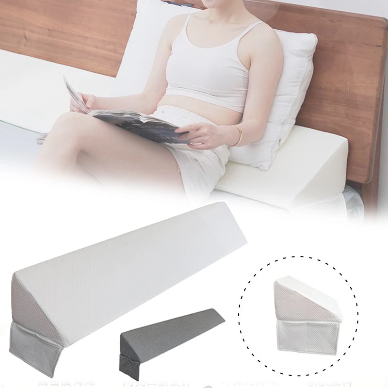 

Memory Foam Bed Wedge Pillow for Headboard Gap Filler with Large Side Pockets Removable Washable Cover for Home Hotel Bedroom
