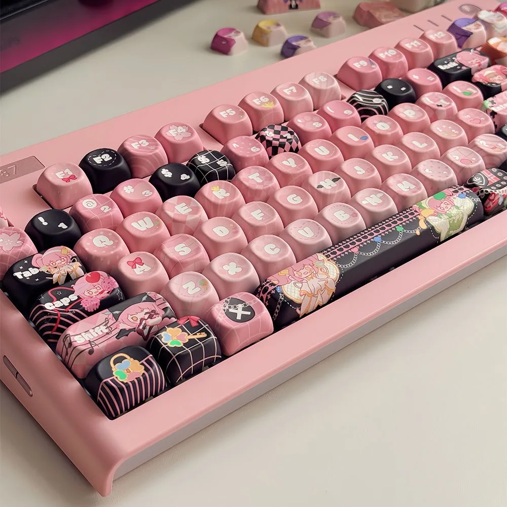 Cute Sweetheart MOA Keycap Set PBT 130 Key Personalized Girl Keycap Suitable for Cherry MX Gamer Mechanical Keyboard Accessories