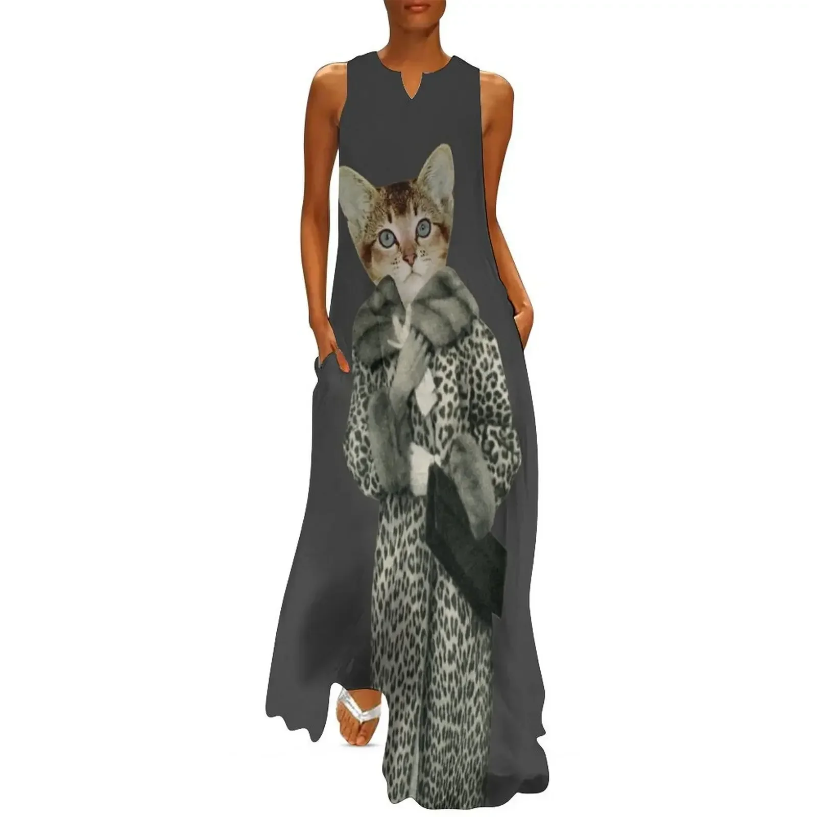 

Kitten Dressed as Cat Long Dress Woman's evening dress evening dress woman Summer skirt dresses for woman