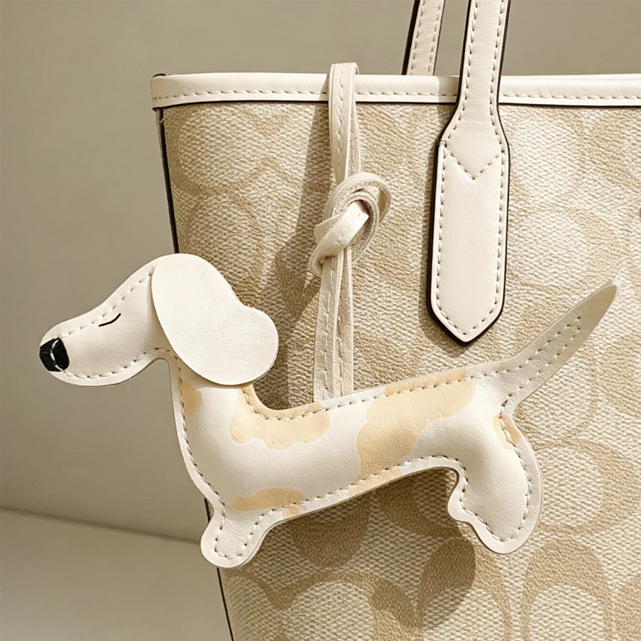 Leder-Dackel-Taschenanhänger, PU-Leder Hunde-Taschenaccessoire, Vielseitiger Kleiner Hunde-Autoanhänger – Detail 3
