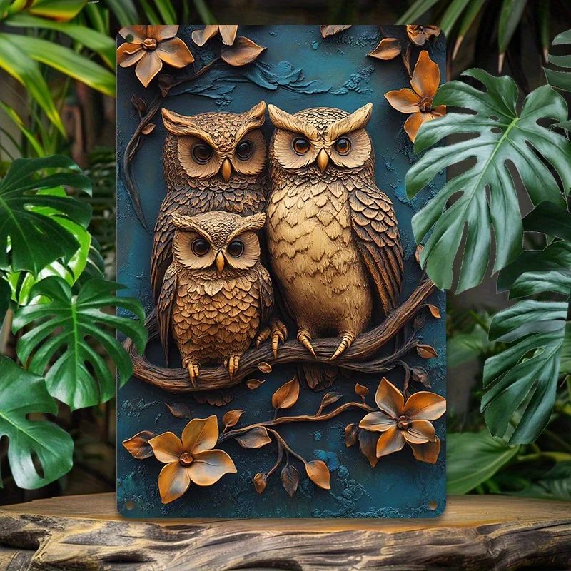 

Owl Metal Tin Sign, Aluminum Wall Art, Vintage Forest Theme, Rustic Home & Dorm Decor, Artistic Craft for Living Room