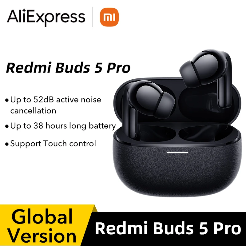 Global Version Xiaomi Redmi Buds 5 Pro Life IP54 Dust Water Resistant Earbuds 52dB Noise Cancelling Bluetooth TWS Earphone