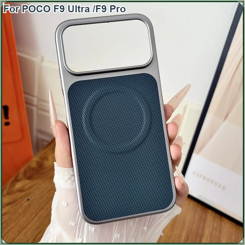 Case For POCO F9 Ultra F9 Pro Hard Triangle Pattern PU Leather +Hard PC Ultra-thin Protective Cover For Poco F 9 Pro