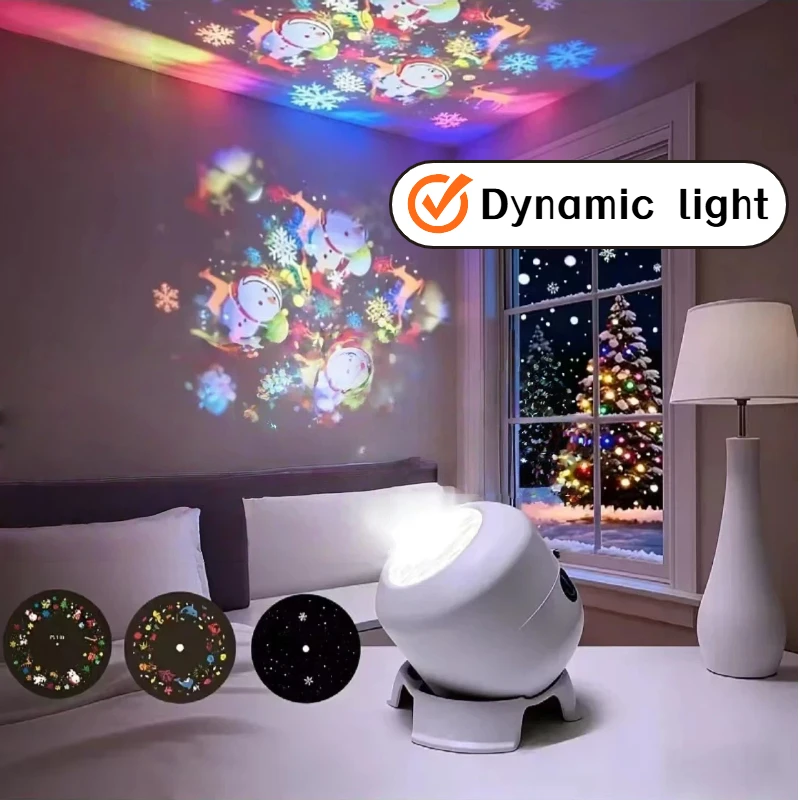 Led Ocean Snowflake Christmas Projection Light Dynamic 360 ° Rotating Projector Outdoor Stage Light Children's Night Light Gifts