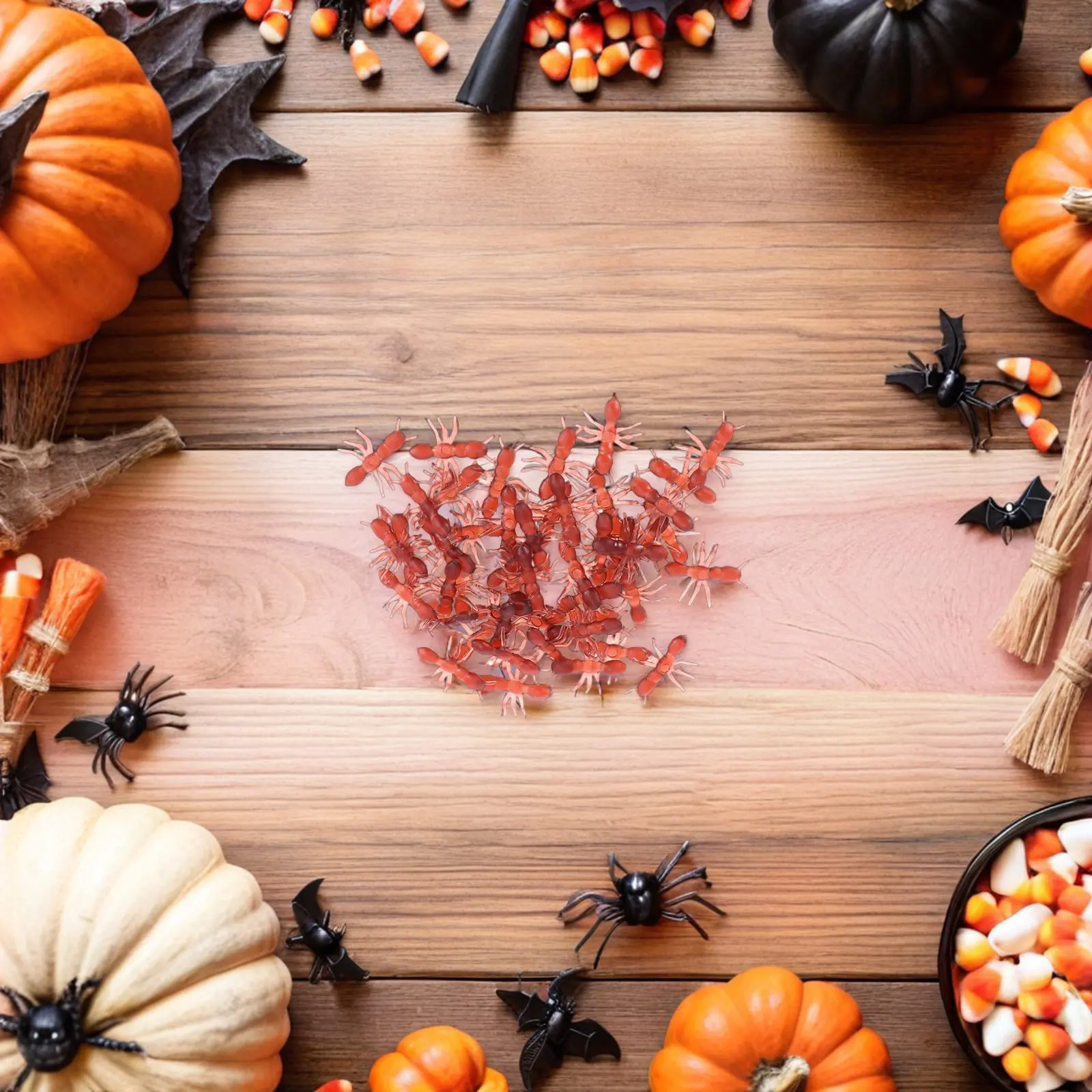 100Pcs Simulation Ants Realistic Design Durable No Fading Deformation Light Portable Reusable Halloween Scary Party Decor