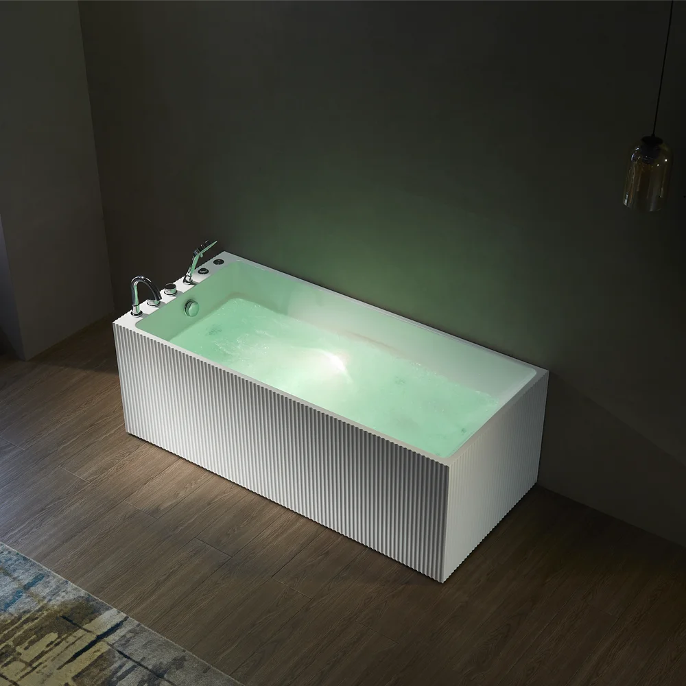

AFFIANRE Bathroom Bathtub 1.6m Single Whirlpool Bathtub with Wave Skirt