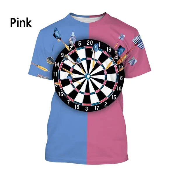 Summer Casual Short Sleeve Round Neck Fun Shirt Top New Fashion Men's 3d Printed Dart Board T Shirt