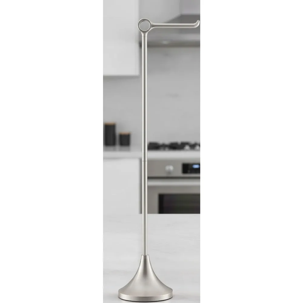 

Modern Free Standing Toilet Paper Holder with Weighted Base, Nickel Finish for Bathroom Organization, Minimalist Design