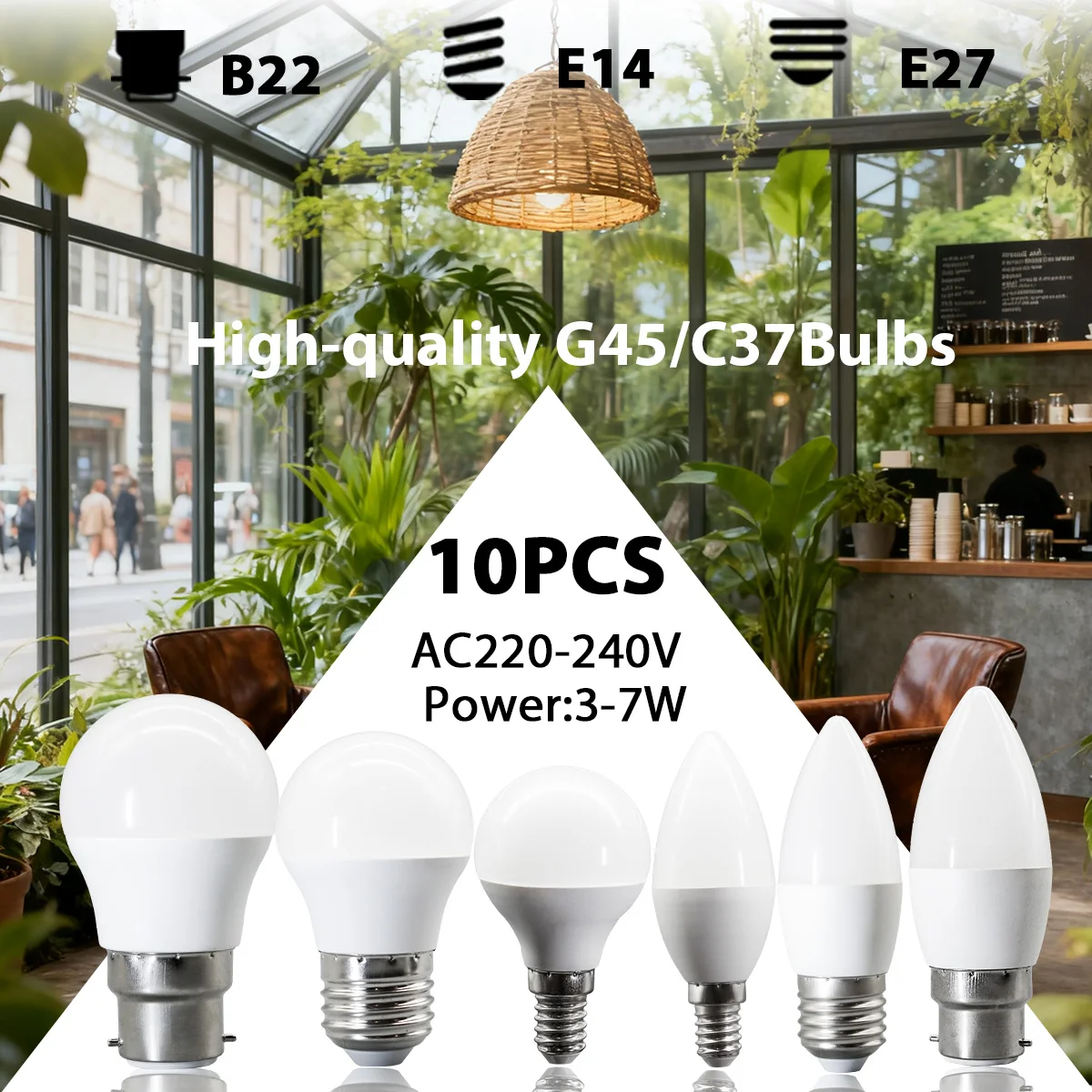 

10PCS/LOT LED Candle Light Mini Bulb G45 C37 AC220V E14 E27 B22 Head Light Flicker-free 3W-7W Suitable for Home Study Lighting