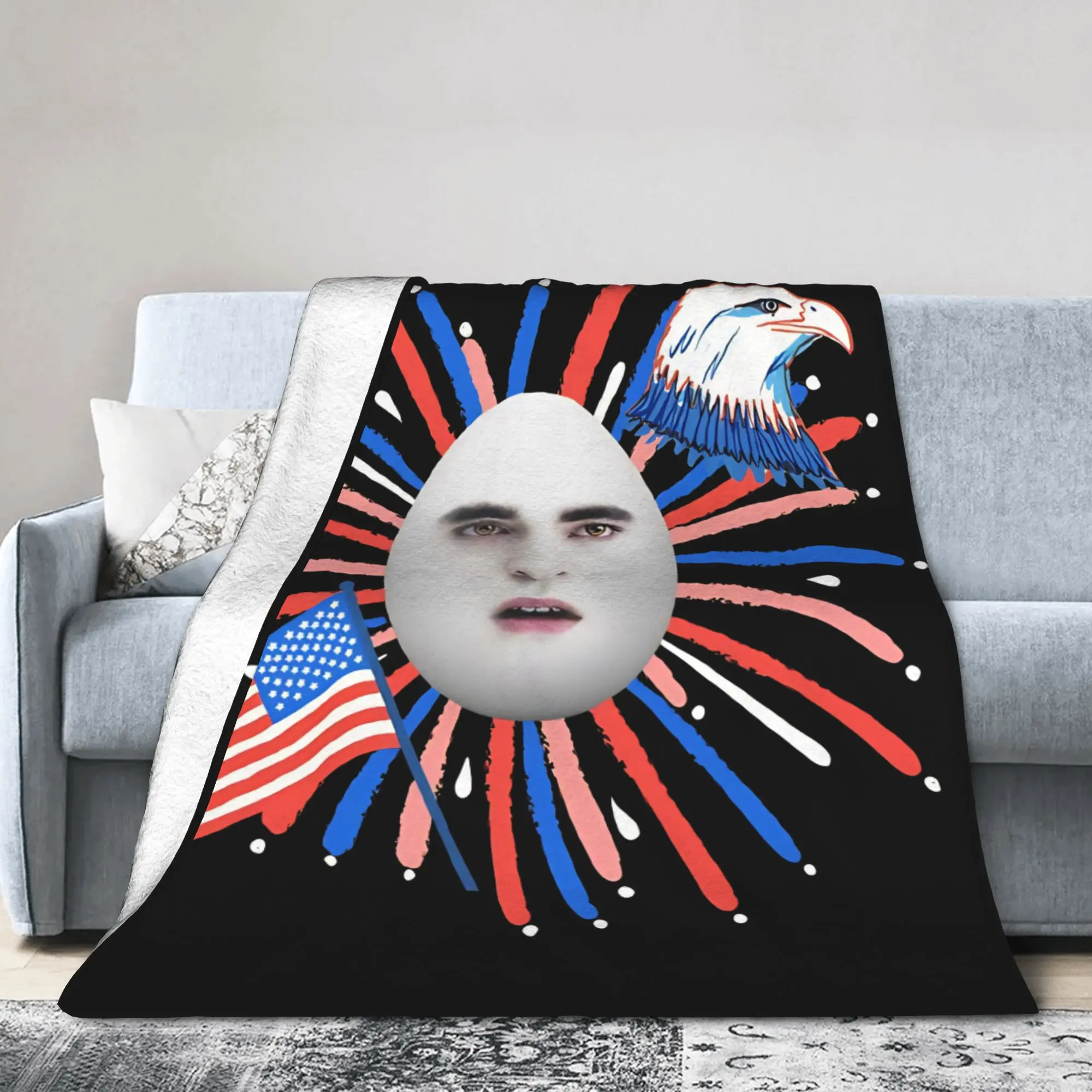 Fourth of July Eggward Fleece Throw Blanket Twilight Edward Cullen Blanket for Bedding Car Lightweight Bedroom Quilt