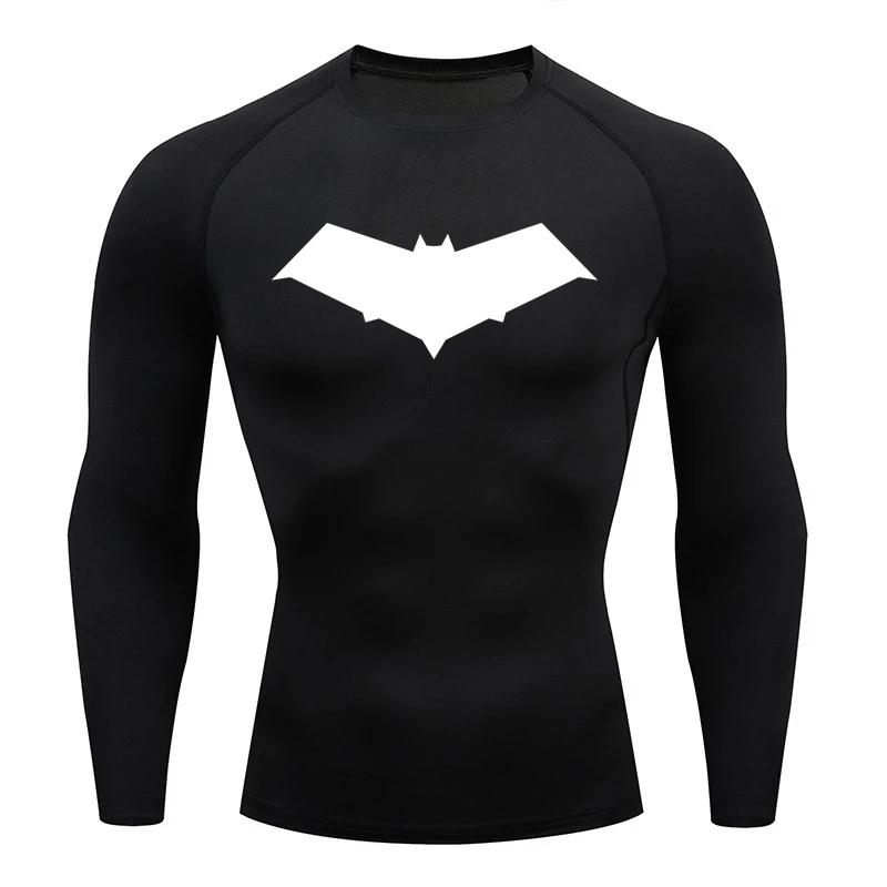 Camiseta de compresión para hombre, ropa deportiva de secado rápido, transpirable, color negro, para correr, gimnasio y Culturismo