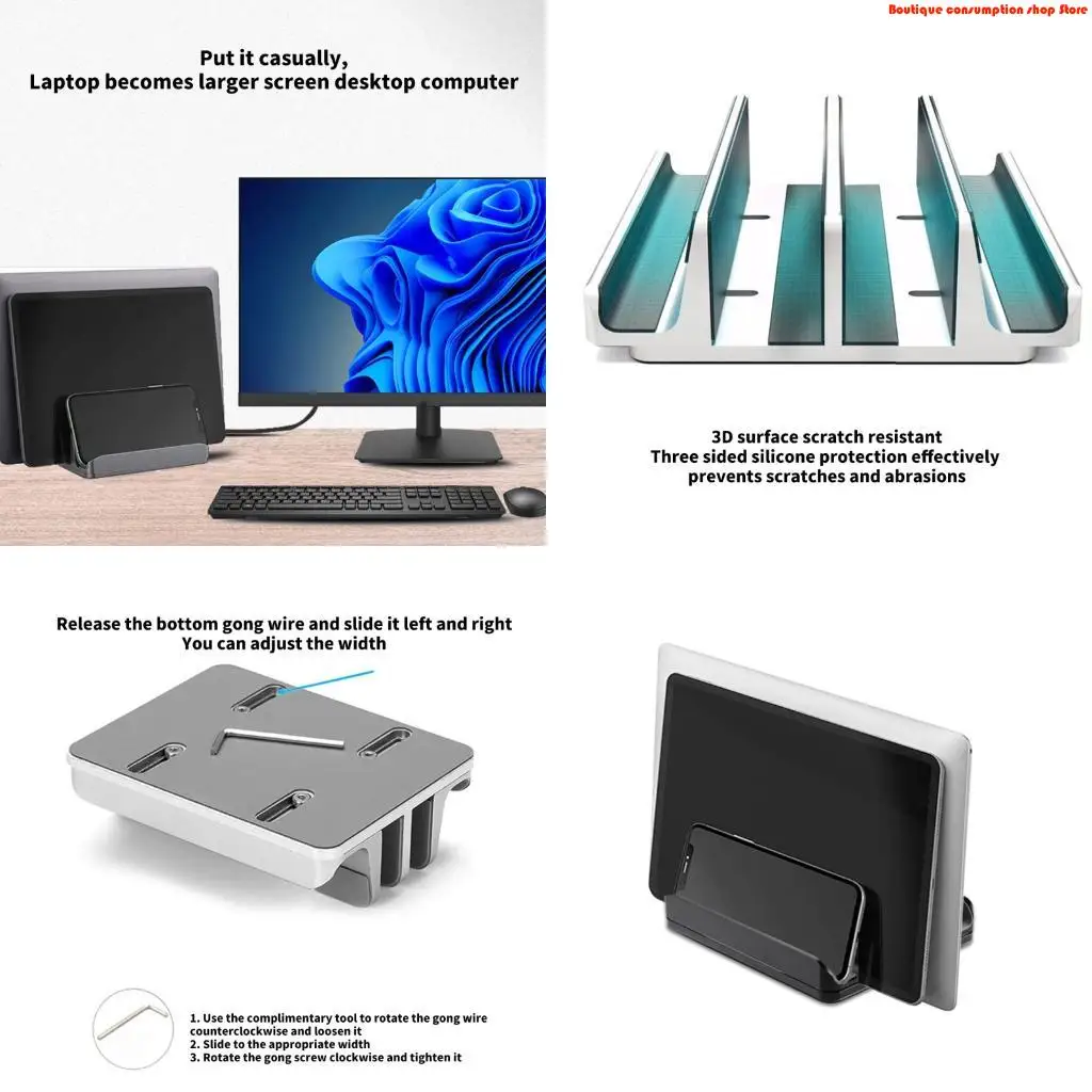 L9NA Adjustable Width Desktop Stand for All Electronic Devices Aluminum Construction