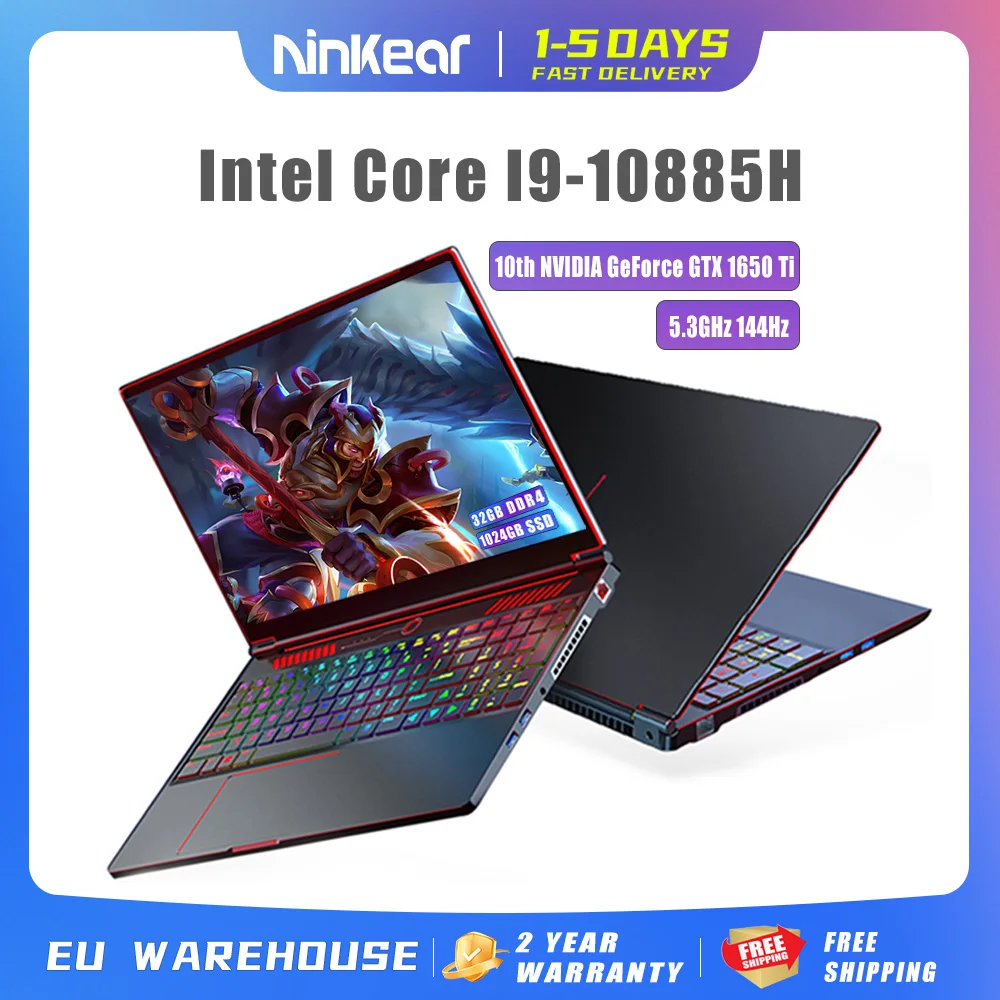 Ninkear G16 Gaming Laptop 16-Inch Intel Core I9-10885H Nvidia GTX1650Ti Notebook 144Hz 32GB+1TB SSD Windows 11 Gaming Notebook