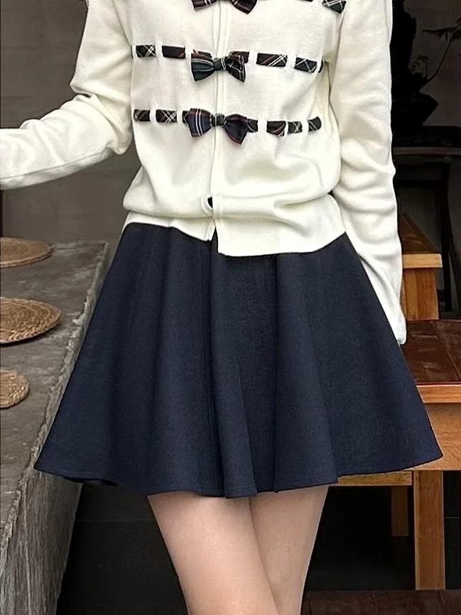 

Праздничная юбка Aosphere: Элегантная шерстяная юбка-трапеция с высокой талией, в клетку, для стройности, из полиэстера, вискозы и спандекса