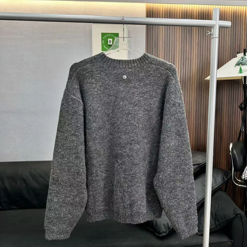 26ss Winter New Fashion Street Cleanfit Chest Metal Logo GOODBRAND Sweater Men Women Round Neck Single Breasted Cardigan