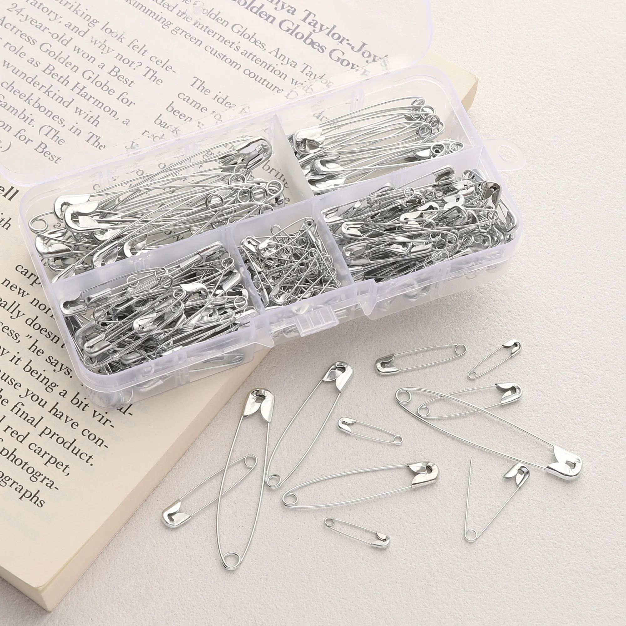 

260pcs/set Safety Pins Home Use Assorted Sizes Large and Small Stainless Steel Pins for Clothes Sewing Crafts DIY Projects