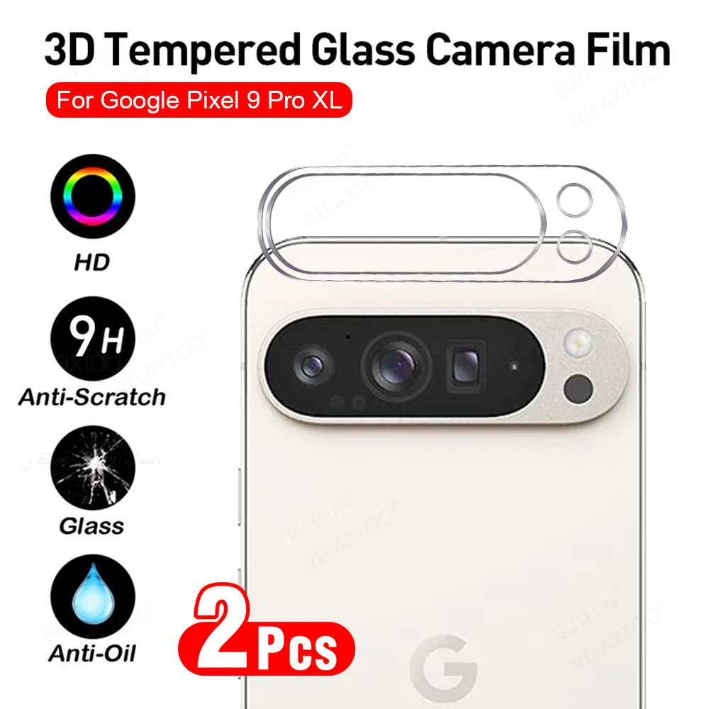 غطاء عدسة من الزجاج المقسى المنحني لجوجل بيكسل 9 برو ، واقيات العدسات ، الكاميرا الخلفية ثلاثية الأبعاد ، XL ، 9 ، ProXL ، 9XL ، 2