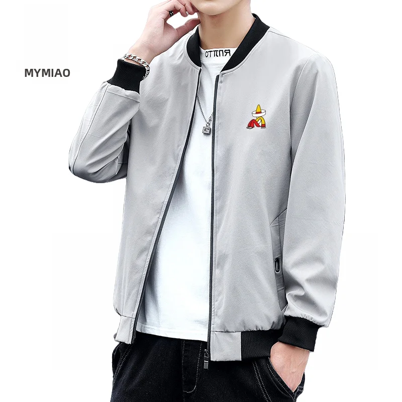 

Повседневное мужское бейсбольное пальто-джат, весеннее новое Sle, однотонное, универсальный воротник-стойка, длинное волокно из полиэфирного волокна, молния Cl...