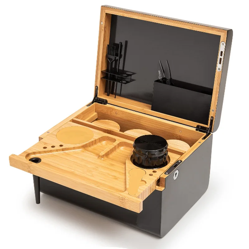 Premium Wooden Box Removable Rolling Tray Storage Smell Proof Decorative Box with Vintage Locks for Home or Office