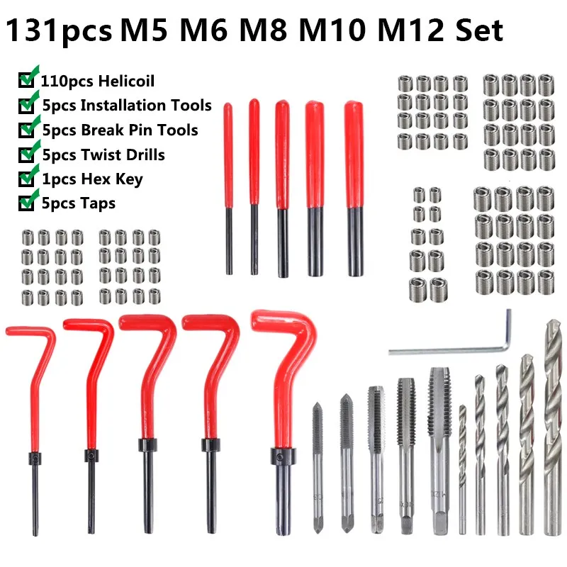XCAN Gewinde Reparatur Kit M3 M4 M5 M6 M8 M10 M12 M14 Schraube Gewinde Einsätze Für, Die Beschädigte Gewinde Reparatur werkzeuge Bohrer