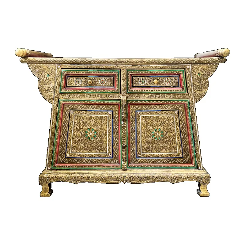 

Door-to-door entrance cabinet Thai retro living room floor-to-ceiling decorative cabinet Light luxury
