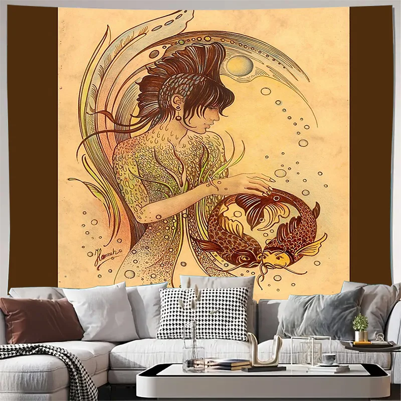 Bohemian Wall Tapestry Vintage Aesthetic Room Decor Nature Forest Tree Art Home Living Room Bedroom Decoration Backdrop