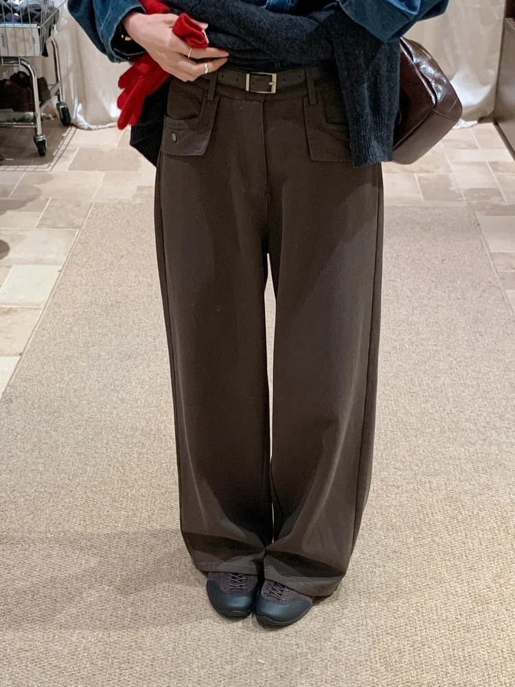 

High Waist Straight Leg Casual Pants Women's Loose Slimming Long Trousers Autumn Winter New Sle Korean Leisure Faion