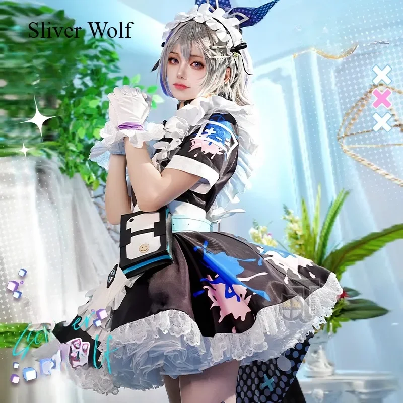 

Silver Wolf Cosplay Apron Dress Game Honkai Star Rail Costume White Clothes Role Play Party Uniform for New Year Day