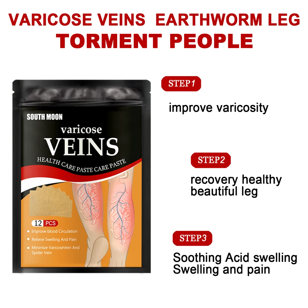 12/24/60pcs Varicose Veins Relief Patch Thigh Leg Pain Spider Removal Phlebitis Plaster Feet Anti Swelling for Foot Health Care