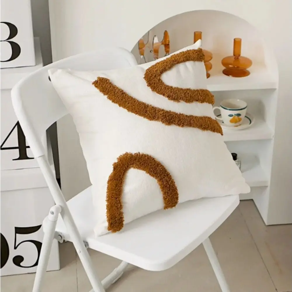 

Коричневый ретро наволочка с геометрическим дизайном, материал, декоративная наволочка, высокое качество, льняная текстура с тафтингом