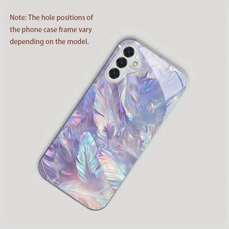 

Colorful feather pattern electroplated glass phone case, suitable for Samsung S26/S25/S24/S23/S22/S21/S20 and other models.