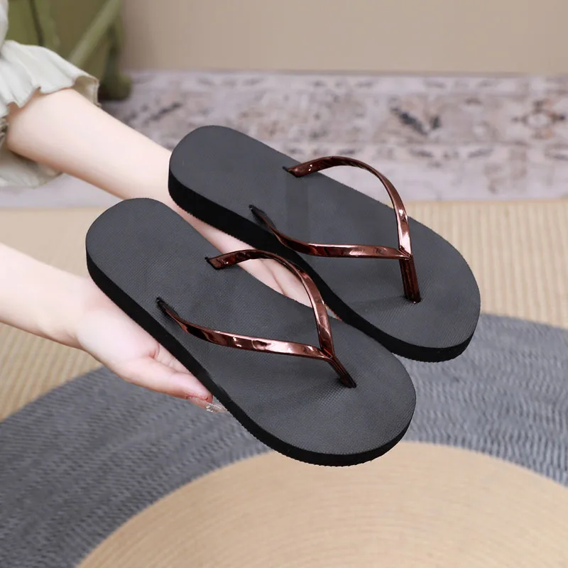 Summer Solid Slippers For Women Fashion Ladies Flat Flip-flop Causal Shoes Flip Flops Beach Flat Shoes Sandals Outdoor Slides