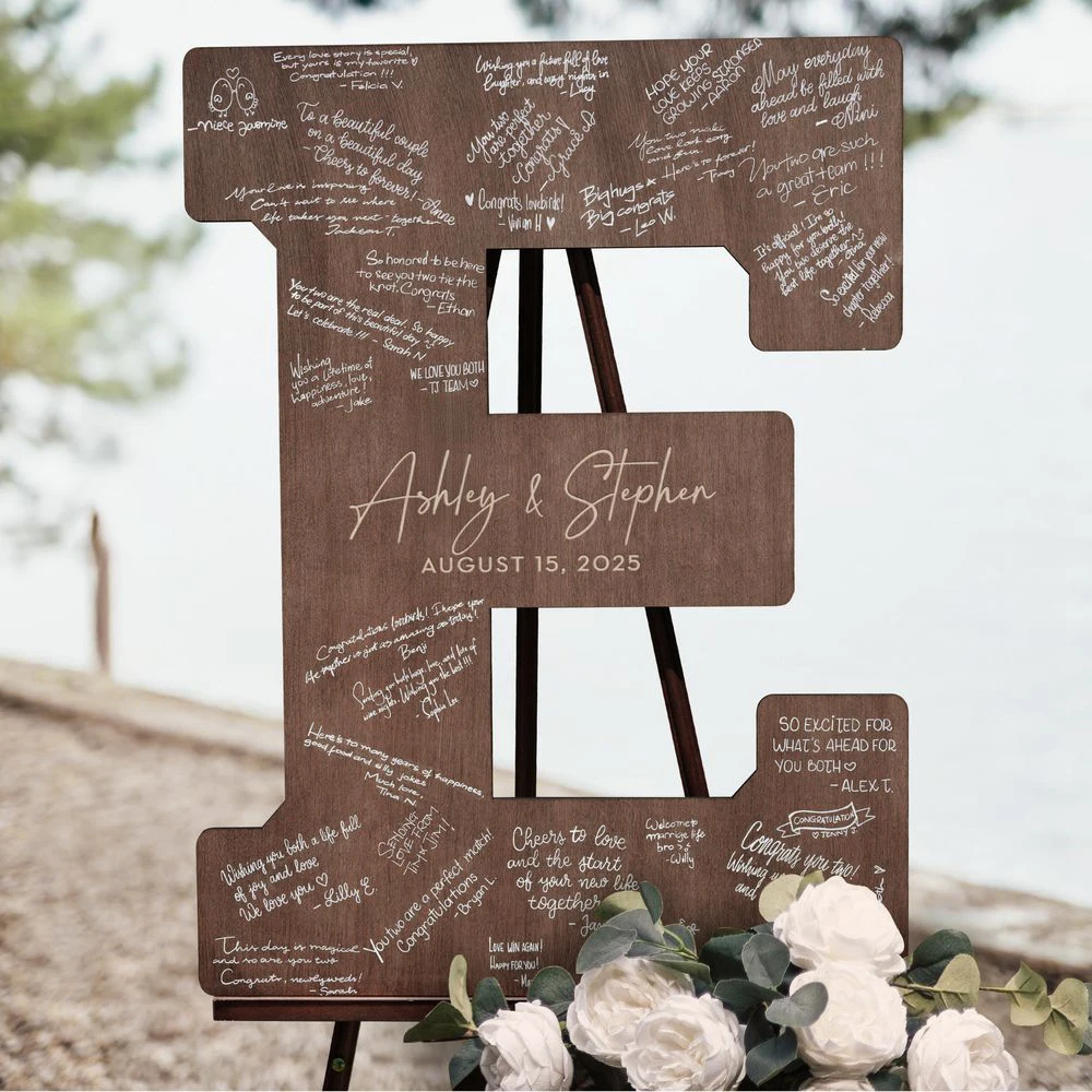 Personalisiertes Gästebuch für Hochzeiten, alternatives individuelles Buchstaben-Gästebuch, rustikales Boho-Willkommensschild für Hochzeitsgäste,