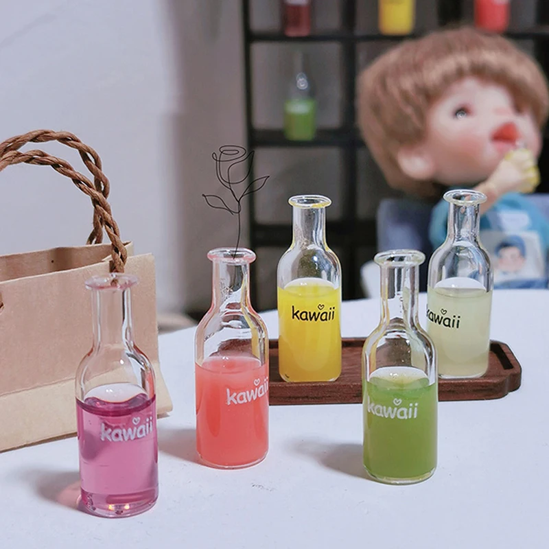 3Pcs/Set 1/12 Dollhouse Mini Fruit Vegetable Drink Bottle Model Doll Home Miniature Kitchen Scene Decoration Pretend Play Toys