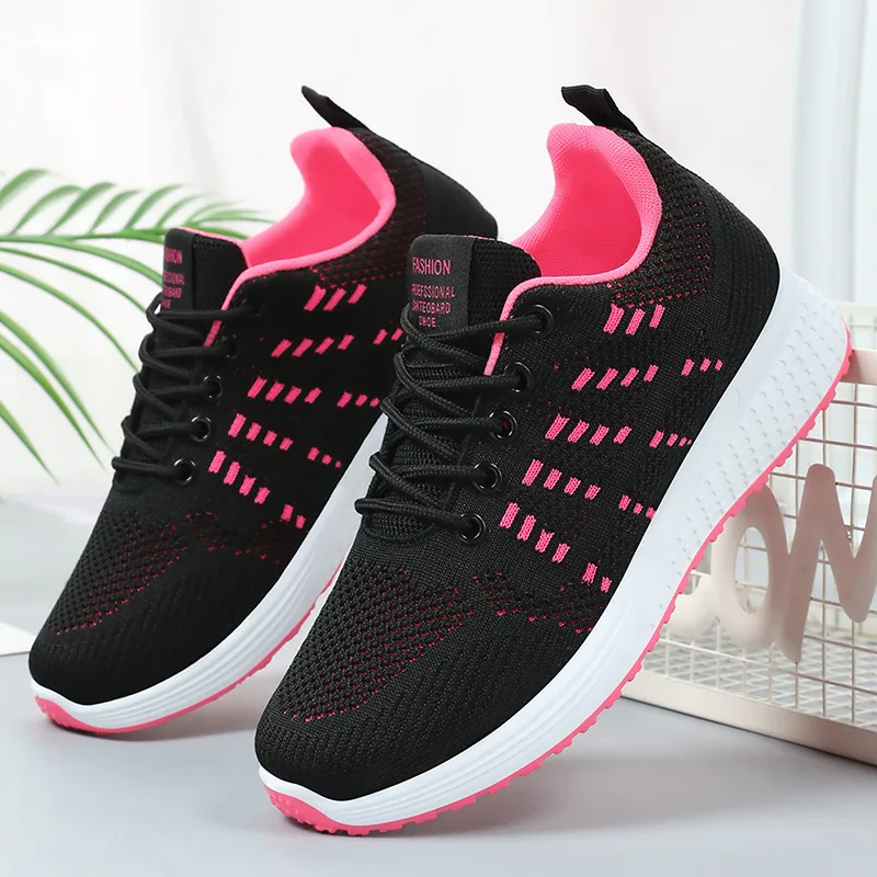 Shoes Women's summer breathable sports shoes Casual shoes Fashion single shoes flying weaving women's shoes