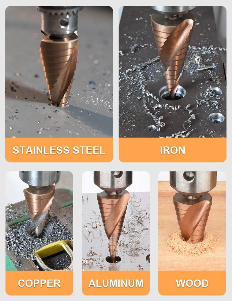 HSS التيتانيوم خطوة مثقاب الخشب M35 الكوبالت عرافة عرقوب دوامة مستقيم الأخدود ثقب معدني القاطع مخروطي المرحلة الحفر مخروط أدوات كهربائية #2
