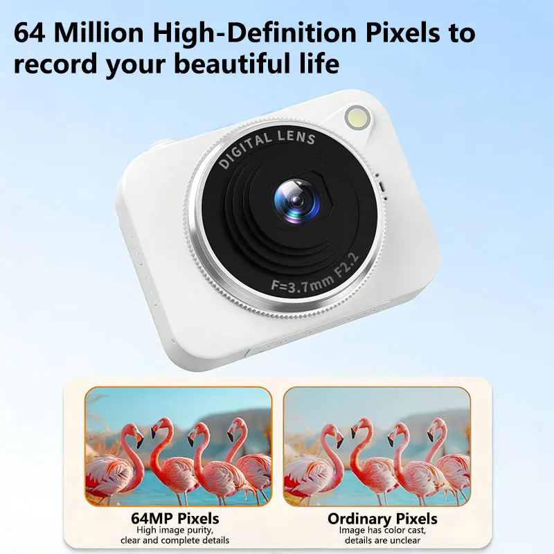 4K HD Pixel Camera 180° Flip-Up CCD Vlog Video Recorder for Selfies Student-Friendly Portable Compact Camera Gifts