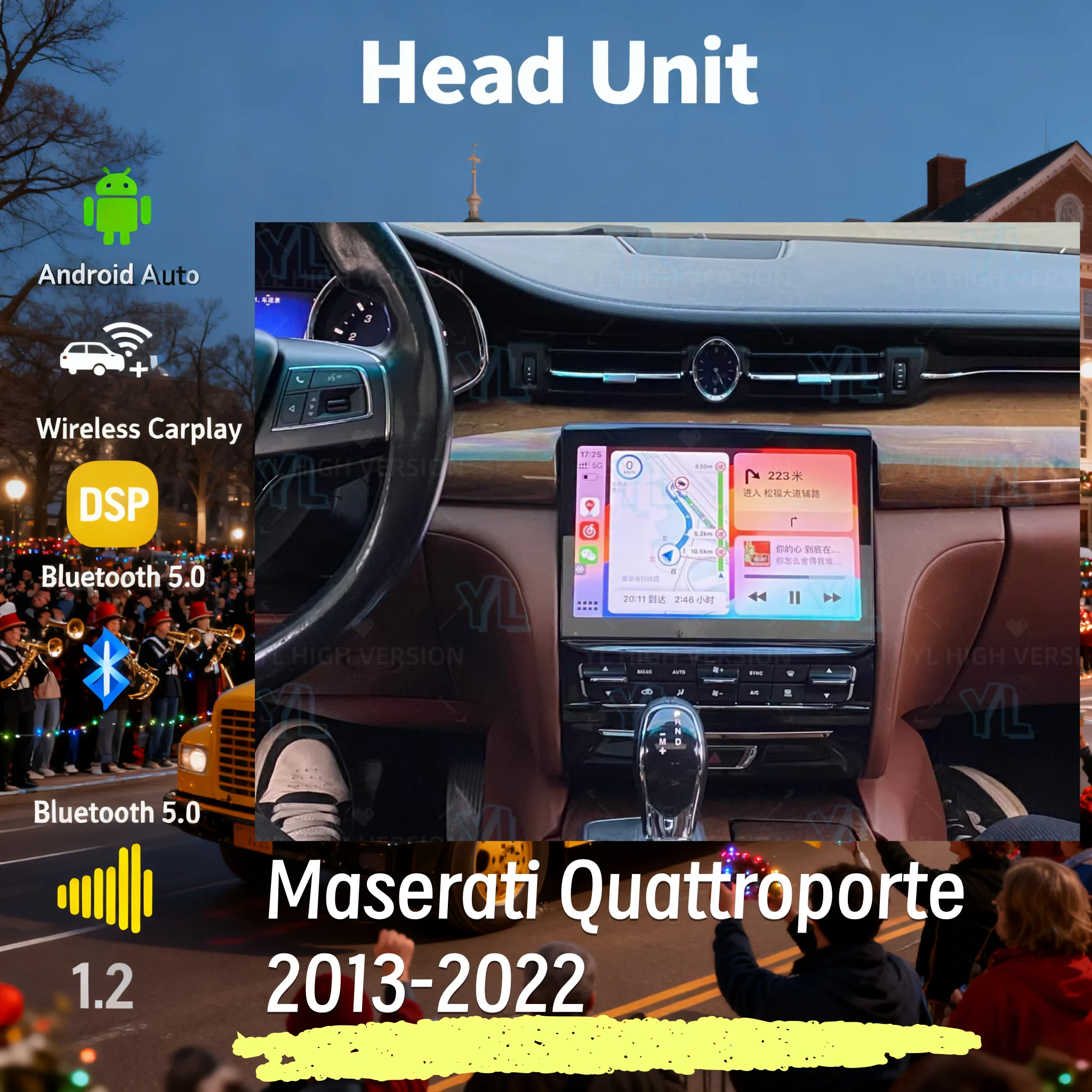 Automotive Central Multimedia  Screen Android For Maserati Quattroporte 2013-2015 Car Radio Stereo Receiver Wireless Carplay Uni