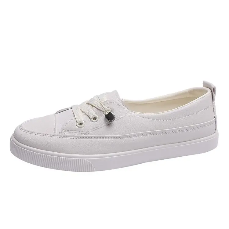 2021Low Platform Sneakers Women Shoes Female Pu Leather Walking Sneakers Loafers White Flat Slip On Vulcanize Casual Shoes