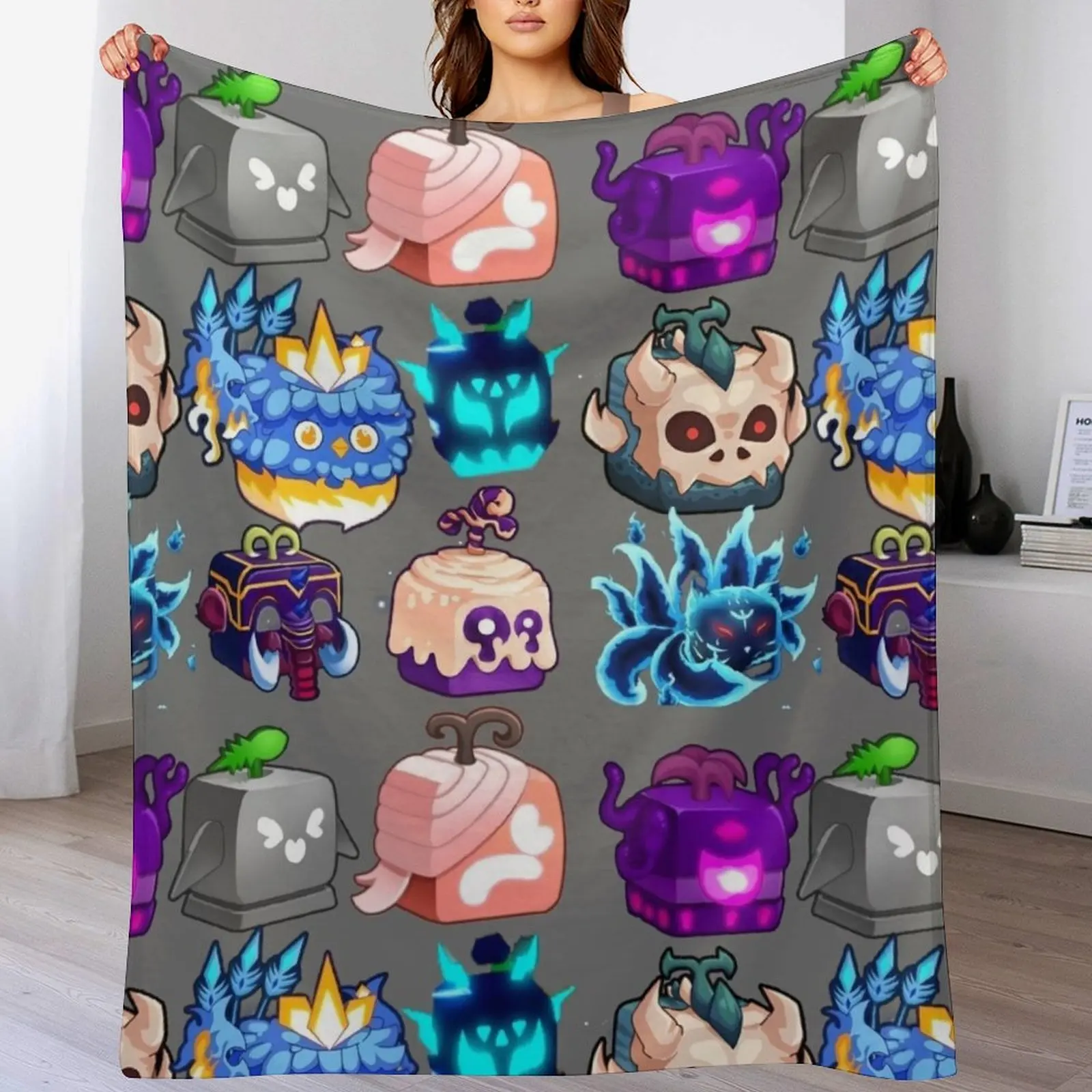 

blox fruitblox fruitblox fruitblox fruit Throw Blanket Ultra Plush Cozy Blanket for Napping Sleeping