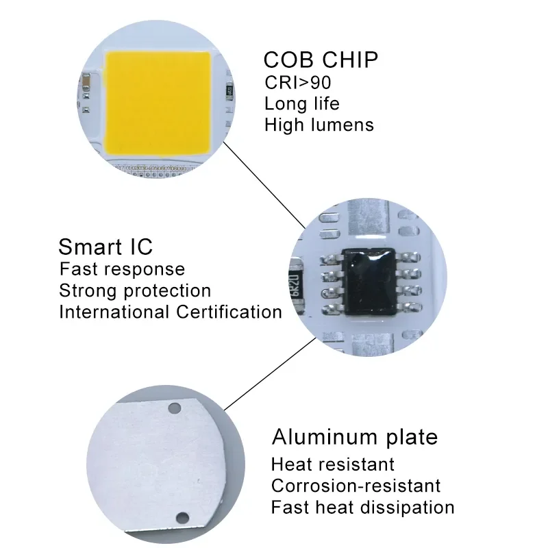 Lampa LED COB koralik 30W 50W AC 110V 220V wejście Smart IC nie ma potrzeby kierowcy DIY światło halogenowe reflektor zimny biały ciepły biały lampa